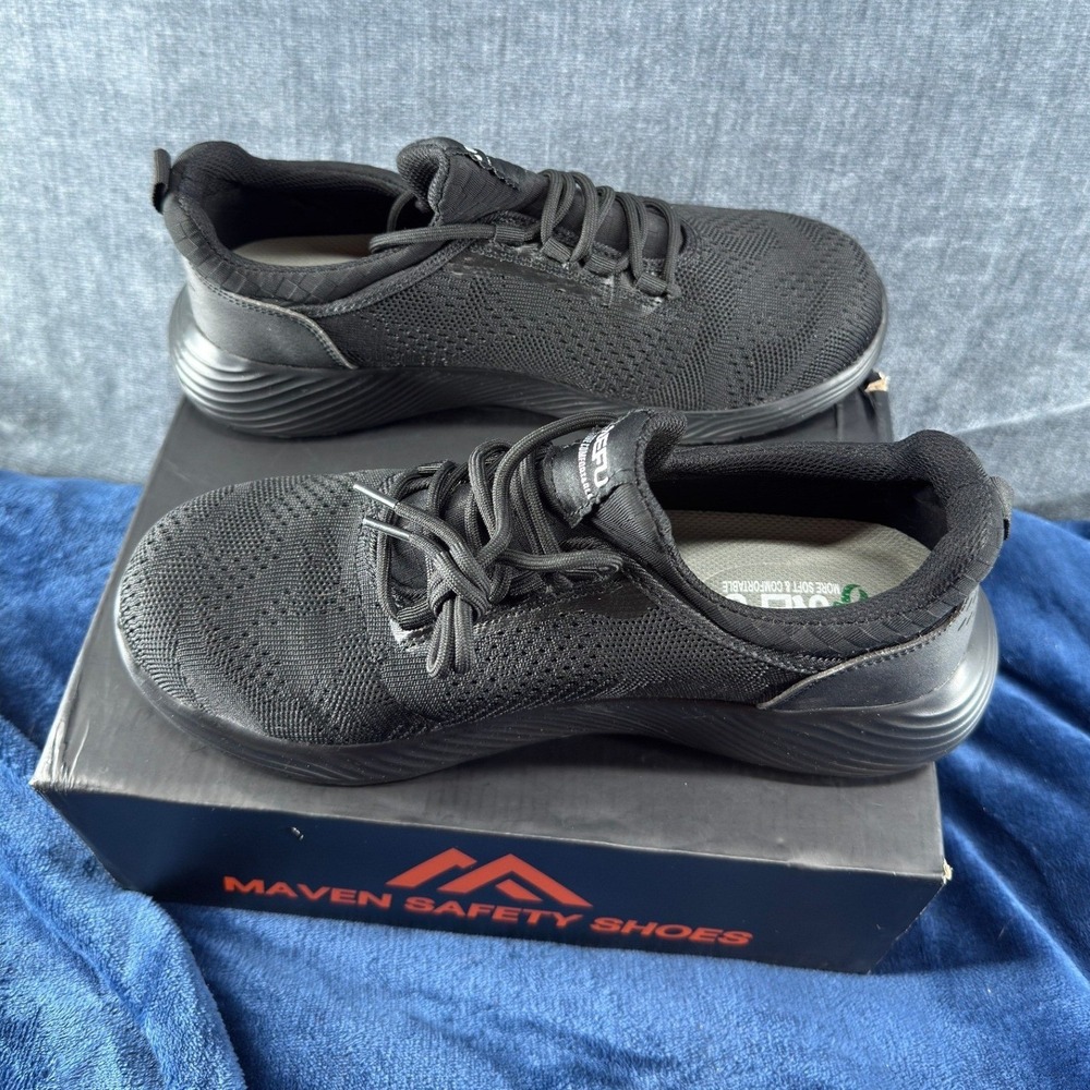 JEFU Maven Safety Shoes Mens 42 Black Mesh Lightweight Industrial Sneakers